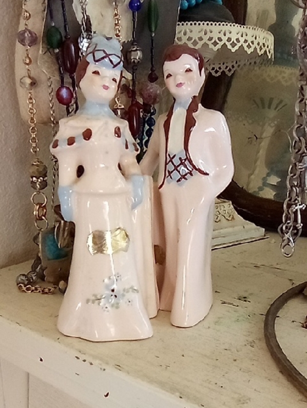 Florence Of Pasadena Man Woman Figurines Bud Vases Mid-century